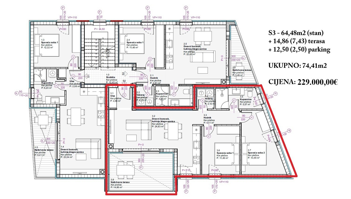 Flat For sale - ŠIBENSKO-KNINSKA VODICE