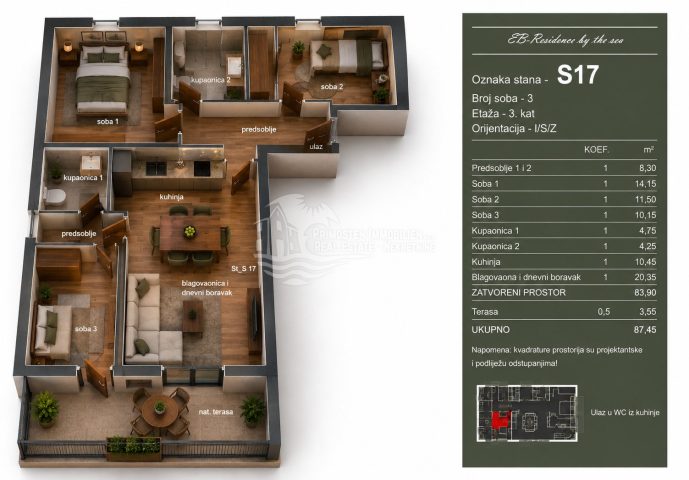 Apartment zu verkaufen 87 m² – Trogir